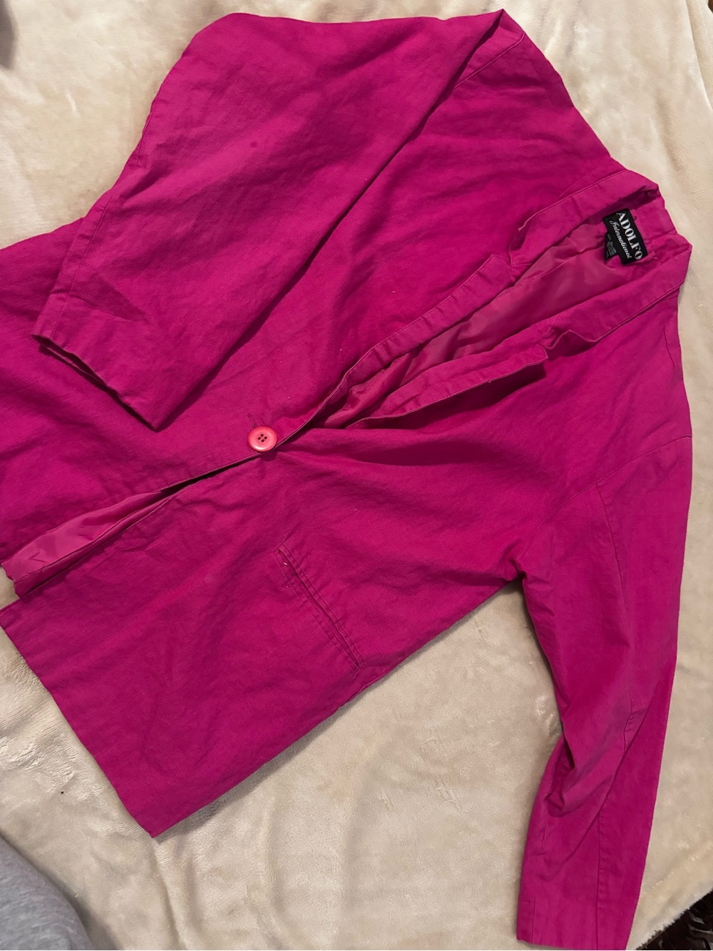 Adolfo Vibrant Pink Single-Button Blazer